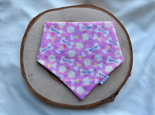 Pink Barkday Over the Collar Bandana