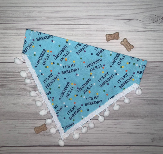 Blue Barkday Over the Collar Bandana